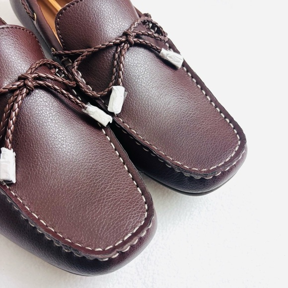 NWT Alfani Brown Pebble Leather Square Toe Tanner Driver Loafers Shoes 9.5 main image 8